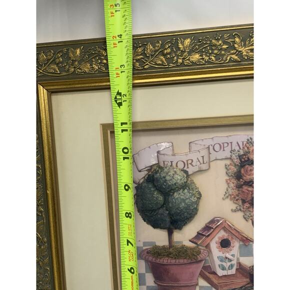 Gloria Eriksen Floral Topiary Art Dimensional Framed 3D Vintage 1997 - Picture 12 of 15
